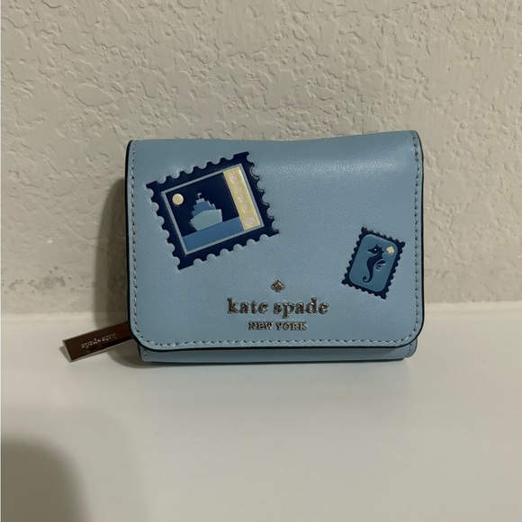 Like new Kate Spade Trifold Wallet Bon Voyage Blue - Picture 2 of 6